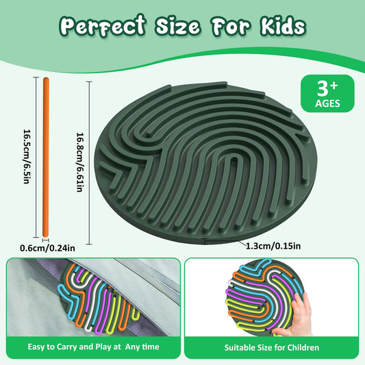 Sensory Activity Board, Gapiks Fidget Toys, Busy Board for Stress Relief, Anxiety, ADHD and Calm Down, Autism Sensory Products for Kids 3+ & Adults,Fidgets Pad |Portable Travel Bag| 13 Strings (Green) - FocusAid Essentials: Empowering ADHD Living