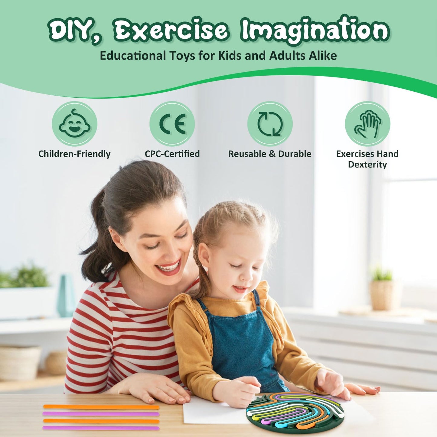 Sensory Activity Board, Gapiks Fidget Toys, Busy Board for Stress Relief, Anxiety, ADHD and Calm Down, Autism Sensory Products for Kids 3+ & Adults,Fidgets Pad |Portable Travel Bag| 13 Strings (Green) - FocusAid Essentials: Empowering ADHD Living
