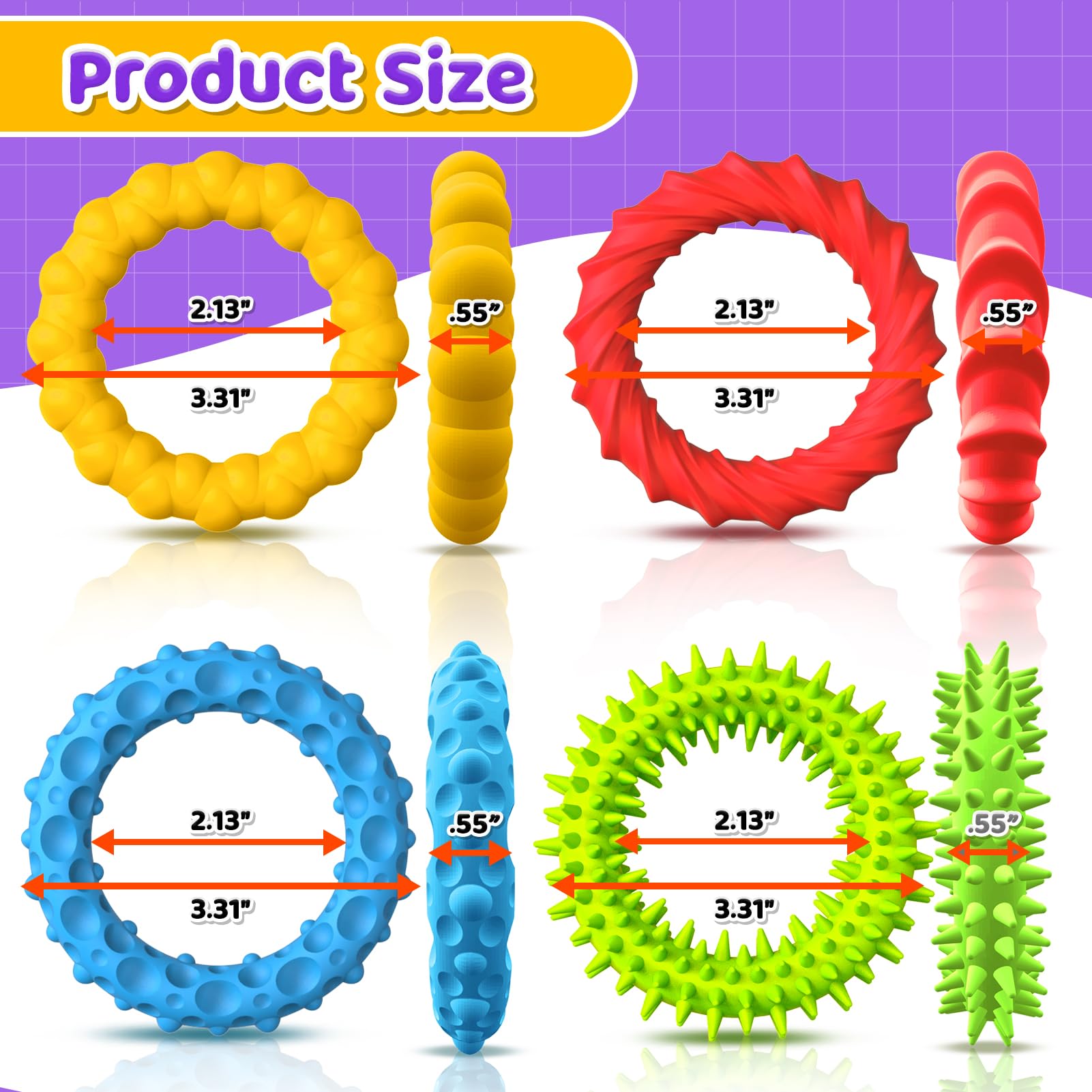 Sensory Fidget Toys for Kids Adults - 4 Pack Stretchy Fidget Bracelet | Texture & Calming Autism Sensory Toys for Special Needs Autistic Children | Calm Down Toy for Toddler Girls Boys - FocusAid Essentials: Empowering ADHD Living