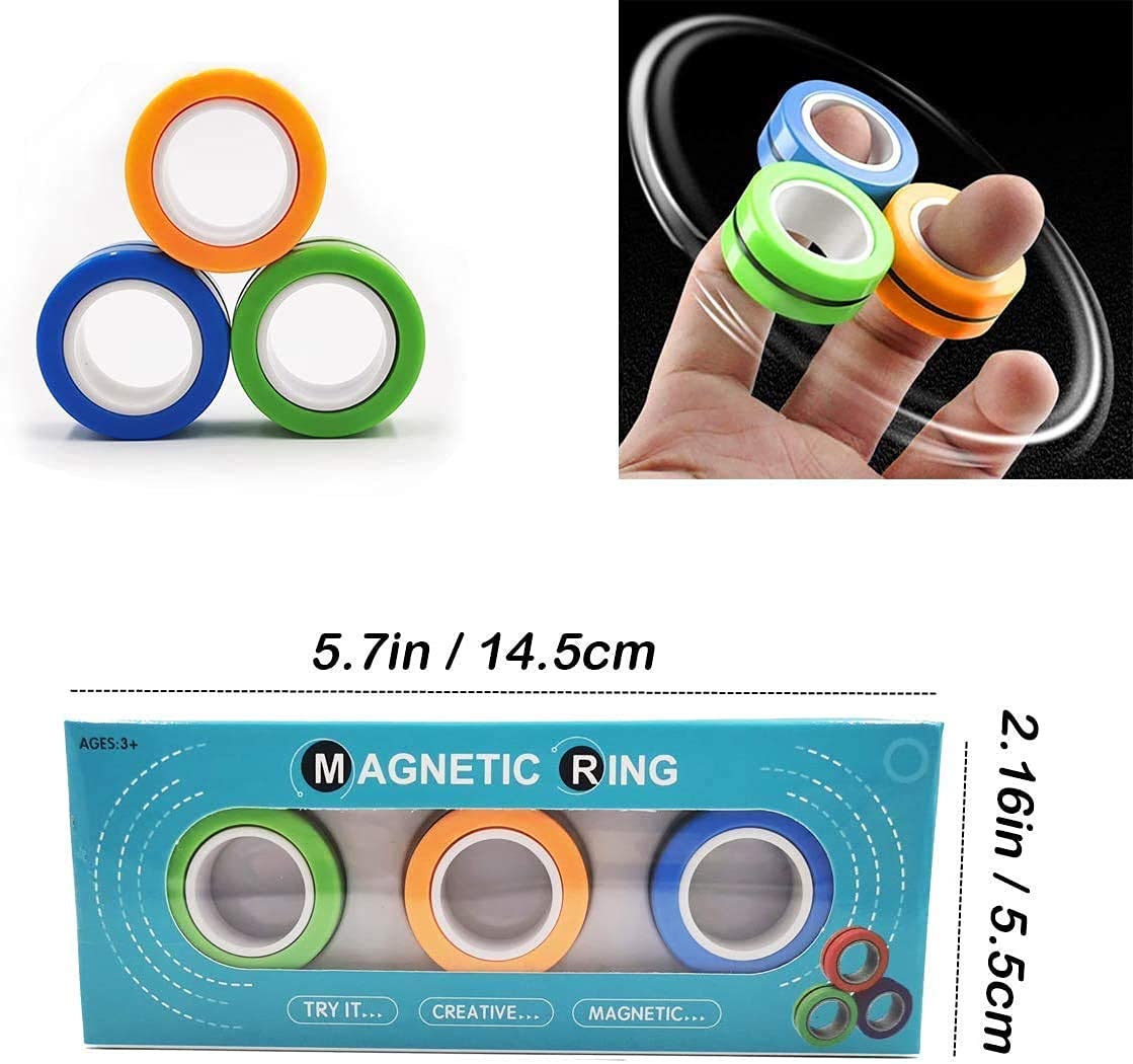 Sensory Fidget Toys Set 7 Pack. Stress Relief Relieve Anxiety Tools Bundle Figette Toys with Fidget Pad, Cube with Infinity, Magnetic Ring, Fidget Box Bulk Figit, Game for Kids Adults Kill Time - FocusAid Essentials: Empowering ADHD Living