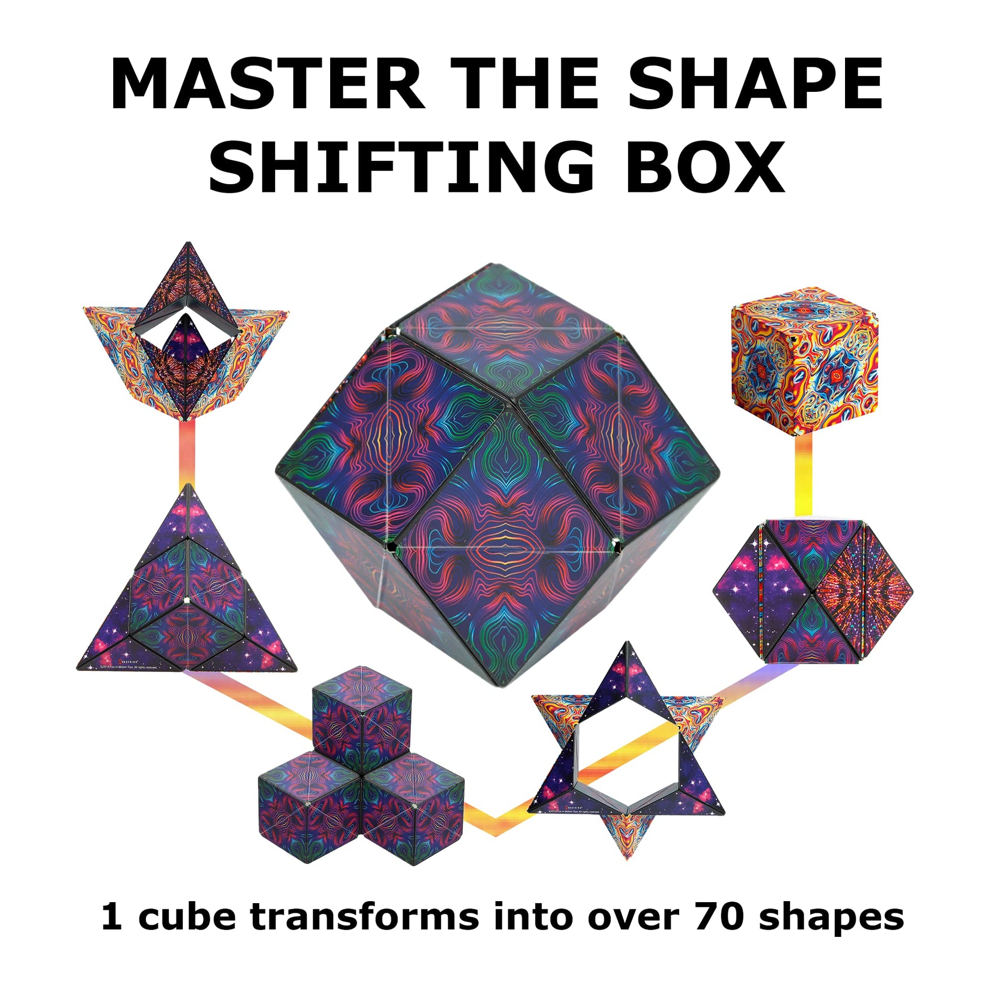 SHASHIBO Shape Shifting Box - Award - Winning, Patented Fidget Cube w/ 36 Rare Earth Magnets - Transforms Into Over 70 Shapes, Download Fun in Motion Toys Mobile App (Original Series - Spaced Out) - FocusAid Essentials: Empowering ADHD Living