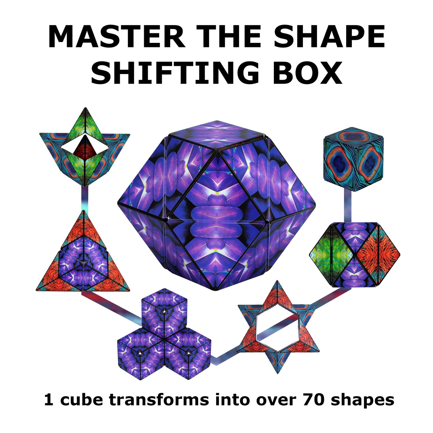 SHASHIBO Shape Shifting Box - Award - Winning, Patented Fidget Cube w/ 36 Rare Earth Magnets - Transforms Into Over 70 Shapes, Download Fun in Motion Toys Mobile App (Original Series - Wings) - FocusAid Essentials: Empowering ADHD Living