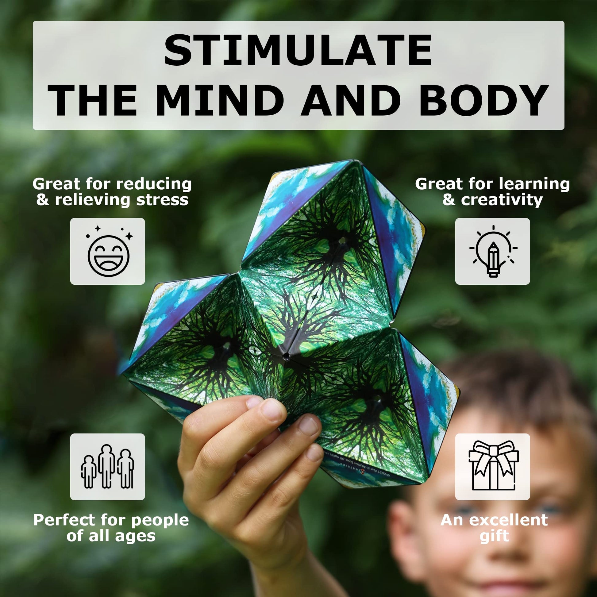 SHASHIBO Shape Shifting Box - Award - Winning, Patented Fidget Cube w/ 36 Rare Earth Magnets - Transforms Into Over 70 Shapes, Download Fun in Motion Toys Mobile App (Original Series - Spaced Out) - FocusAid Essentials: Empowering ADHD Living