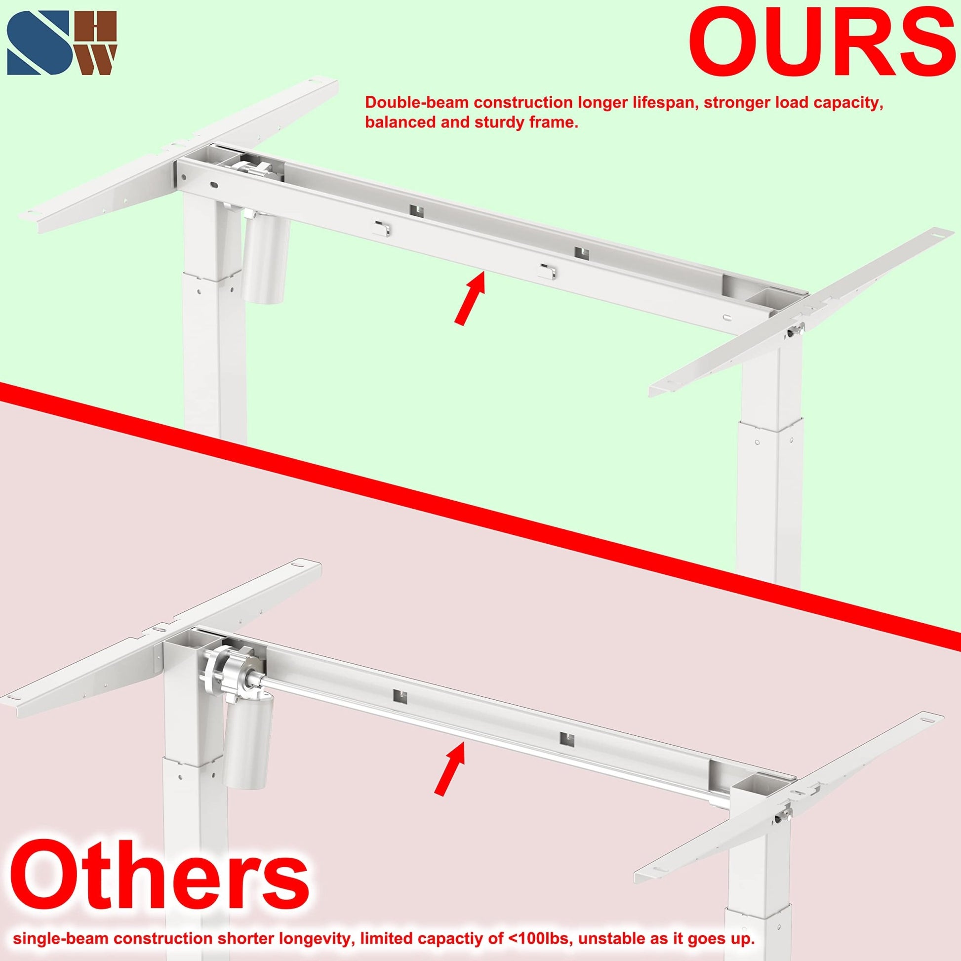 SHW 55 - Inch Large Electric Height Adjustable Standing Desk, 55 x 28 Inches, Maple - FocusAid Essentials: Empowering ADHD Living