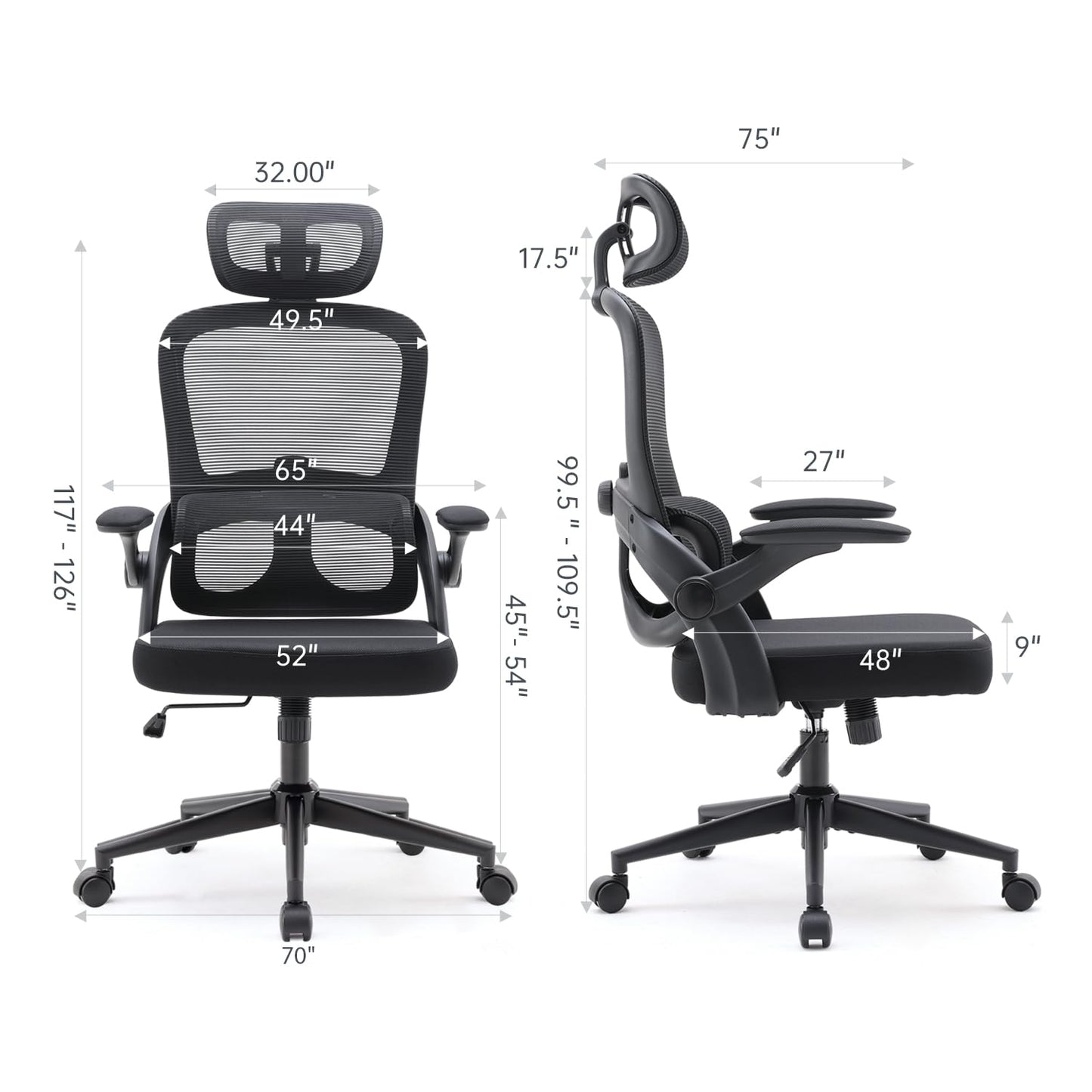 SIHOO M102C Ergonomic Mesh Office Chair, High Back Desk Chair with 3D Armrests, Up&Down Lumbar Support, Swivel Computer Task Chair with Adjustable 2D Headrest, Tilt Function Black - FocusAid Essentials: Empowering ADHD Living