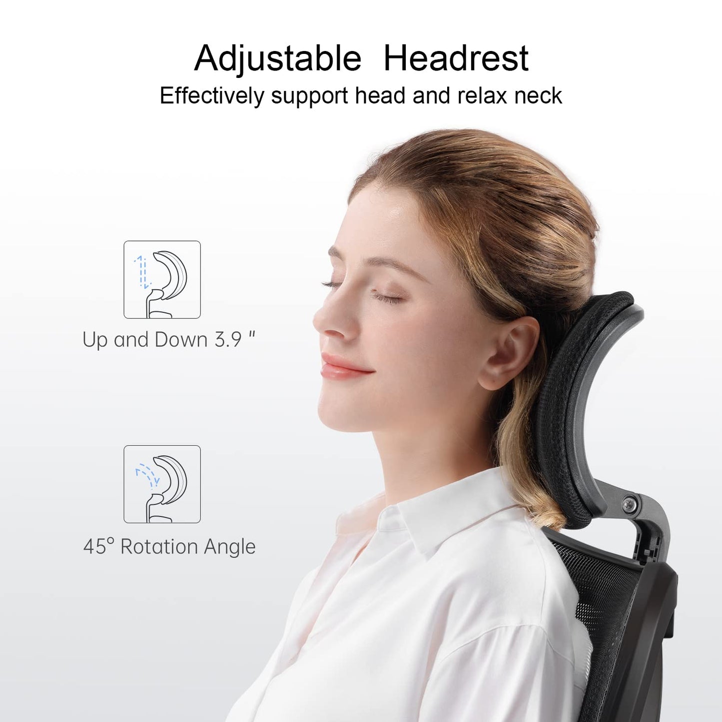 SIHOO M18 Ergonomic Office Chair for Big and Tall People Adjustable Headrest with 2D Armrest Lumbar Support and PU Wheels Swivel Tilt Function Black - FocusAid Essentials: Empowering ADHD Living