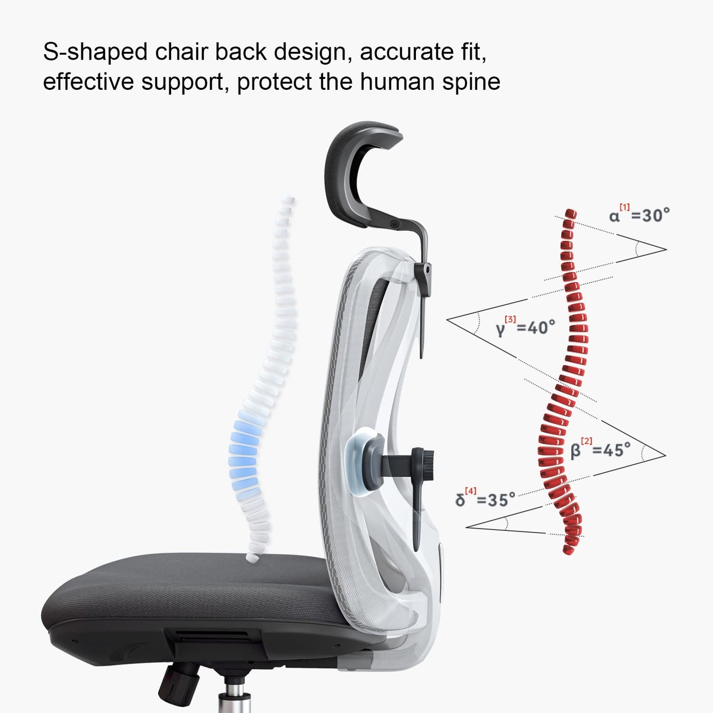 SIHOO M18 Ergonomic Office Chair for Big and Tall People Adjustable Headrest with 2D Armrest Lumbar Support and PU Wheels Swivel Tilt Function Black - FocusAid Essentials: Empowering ADHD Living