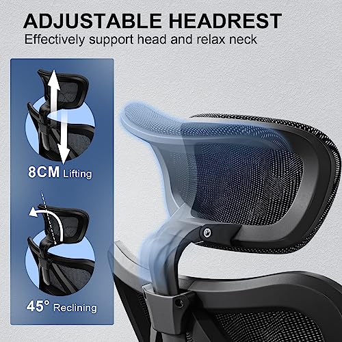 SIHOO M57 Ergonomic Office Chair with 3 Way Armrests Lumbar Support and Adjustable Headrest High Back with Tilt Function (Black) - FocusAid Essentials: Empowering ADHD Living