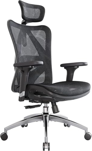 SIHOO M57 Ergonomic Office Chair with 3 Way Armrests Lumbar Support and Adjustable Headrest High Back with Tilt Function (Black) - FocusAid Essentials: Empowering ADHD Living