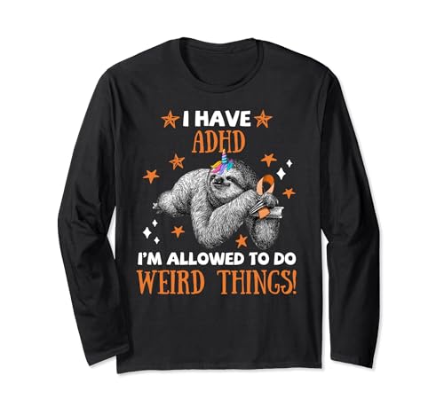 Sloth Unicorn ADHD Warrior Long - Sleeve Shirt - FocusAid Essentials: Empowering ADHD Living