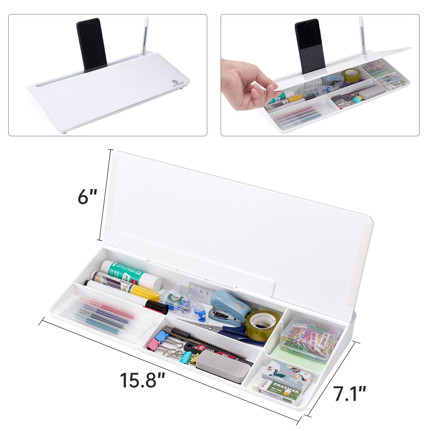 Small Glass Desktop Whiteboard Dry - Erase - Board - Computer Keyboard Stand White Board Surface Pad with Drawer, Desk Organizers with Accessories for Office, Home, School Supplies - FocusAid Essentials: Empowering ADHD Living