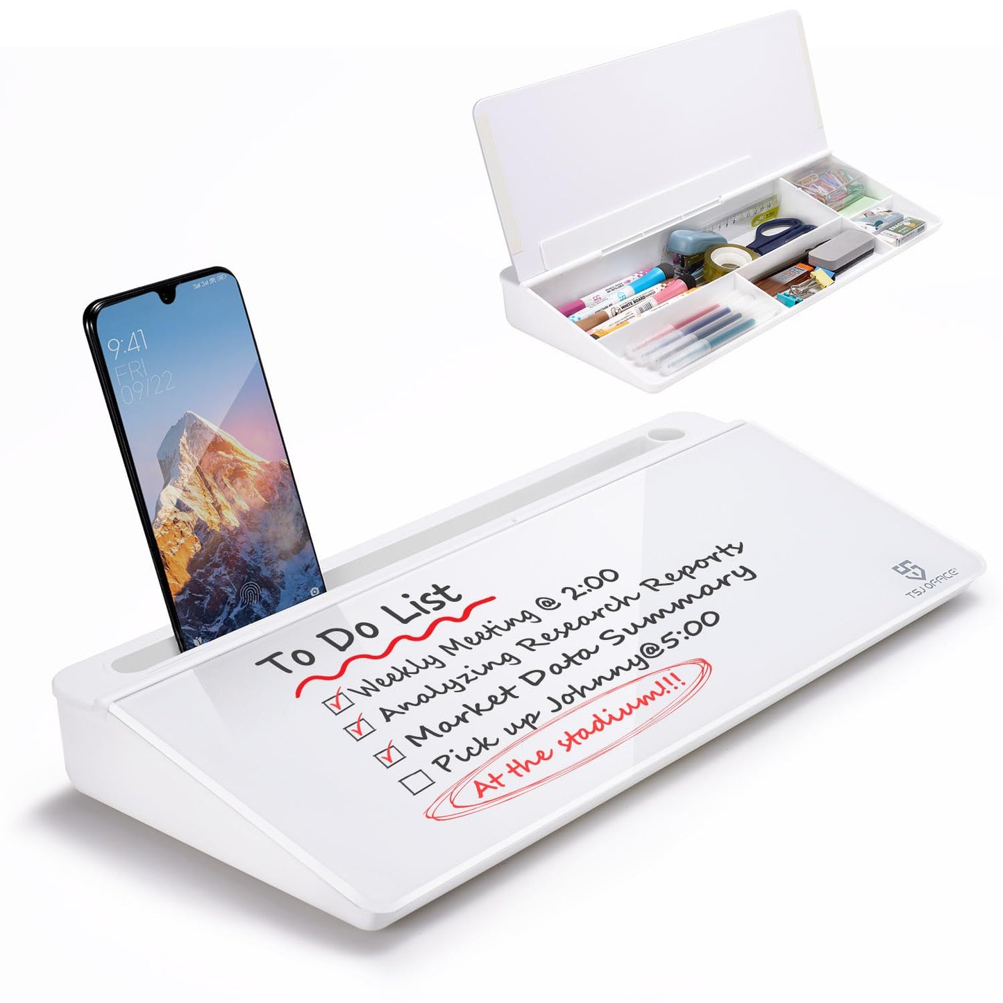 Small Glass Desktop Whiteboard Dry - Erase - Board - Computer Keyboard Stand White Board Surface Pad with Drawer, Desk Organizers with Accessories for Office, Home, School Supplies - FocusAid Essentials: Empowering ADHD Living