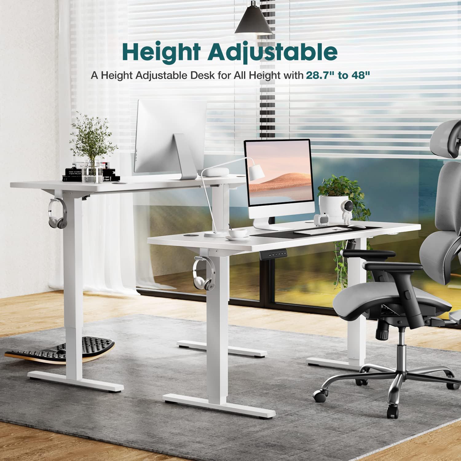 SMUG Standing Desk, Adjustable Height Electric Sit Stand Up Down Computer Table, 40x24 Inch Ergonomic Rising Desks for Work Office Home, Modern Lift Motorized Gaming Desktop Workstation, White - FocusAid Essentials: Empowering ADHD Living