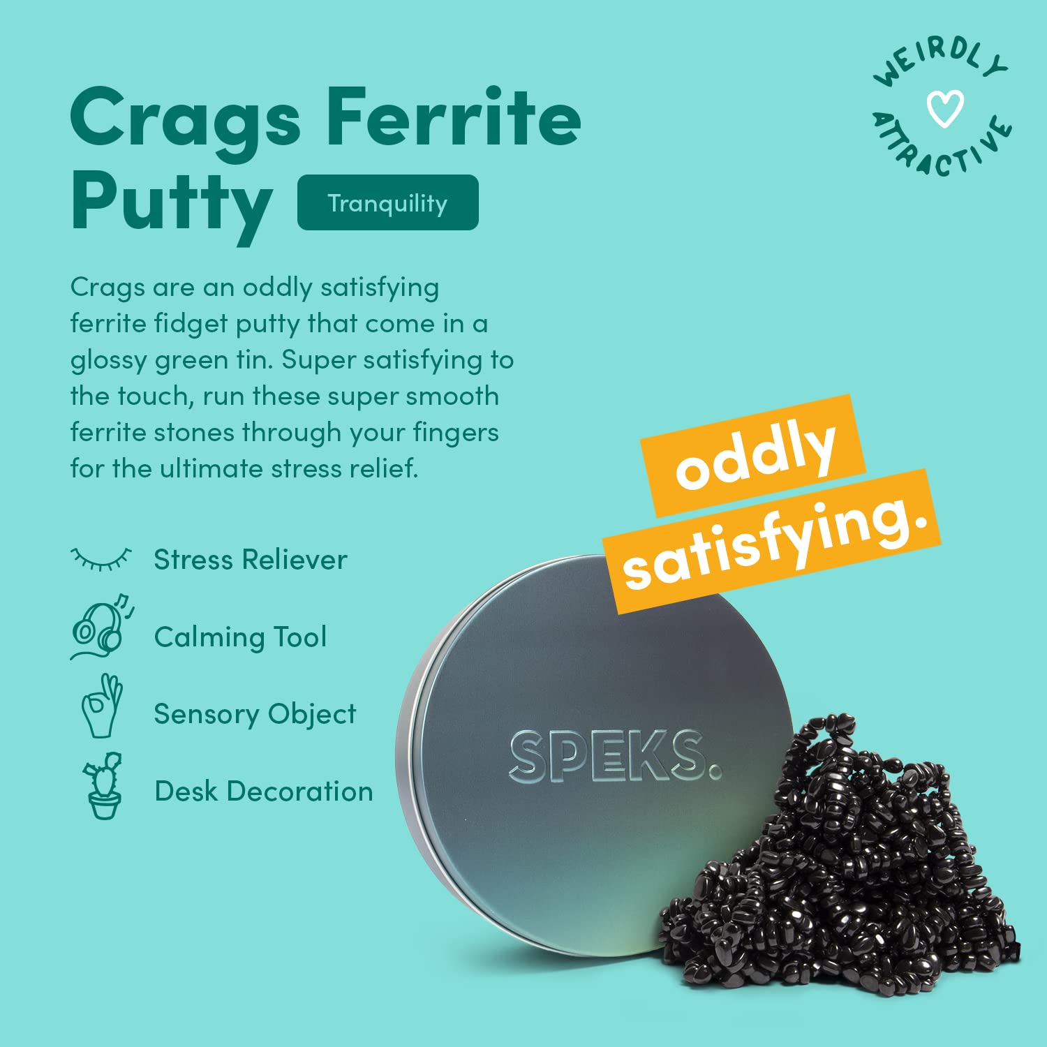 Speks Crags Ferrite Putty | 500+ Ferrite Stones in a Tin, Fidget Toy for Adults & Teens 14+, Desk Toy for Office, Holiday Stocking Stuffer, Stress Relief | Tranquility, Medium - FocusAid Essentials: Empowering ADHD Living