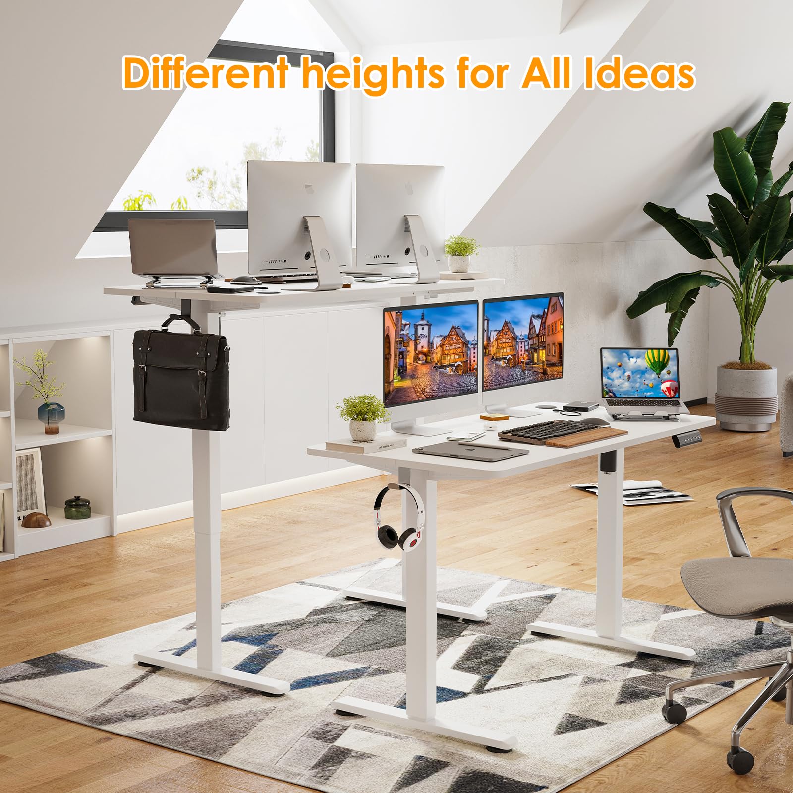 STARY Electric Standing Desk Adjustable Height Sit Stand Home Office Desk with Splice Board - FocusAid Essentials: Empowering ADHD Living