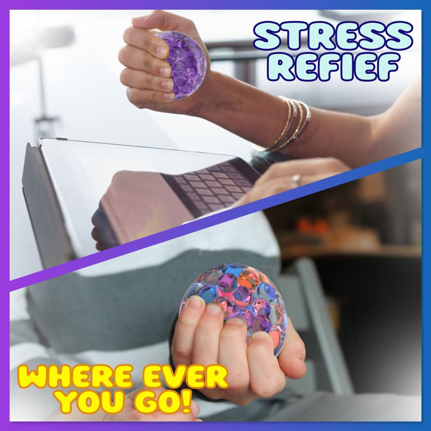 Stress Balls for Adults - 18 Pack | Fidget Toys | XL Stress Balls - Squishy Balls, Goody Bag Stuffers, Party Favors | Anxiety Relief Calming Tool | Stress Ball for Autism & ADD/ADHD - FocusAid Essentials: Empowering ADHD Living