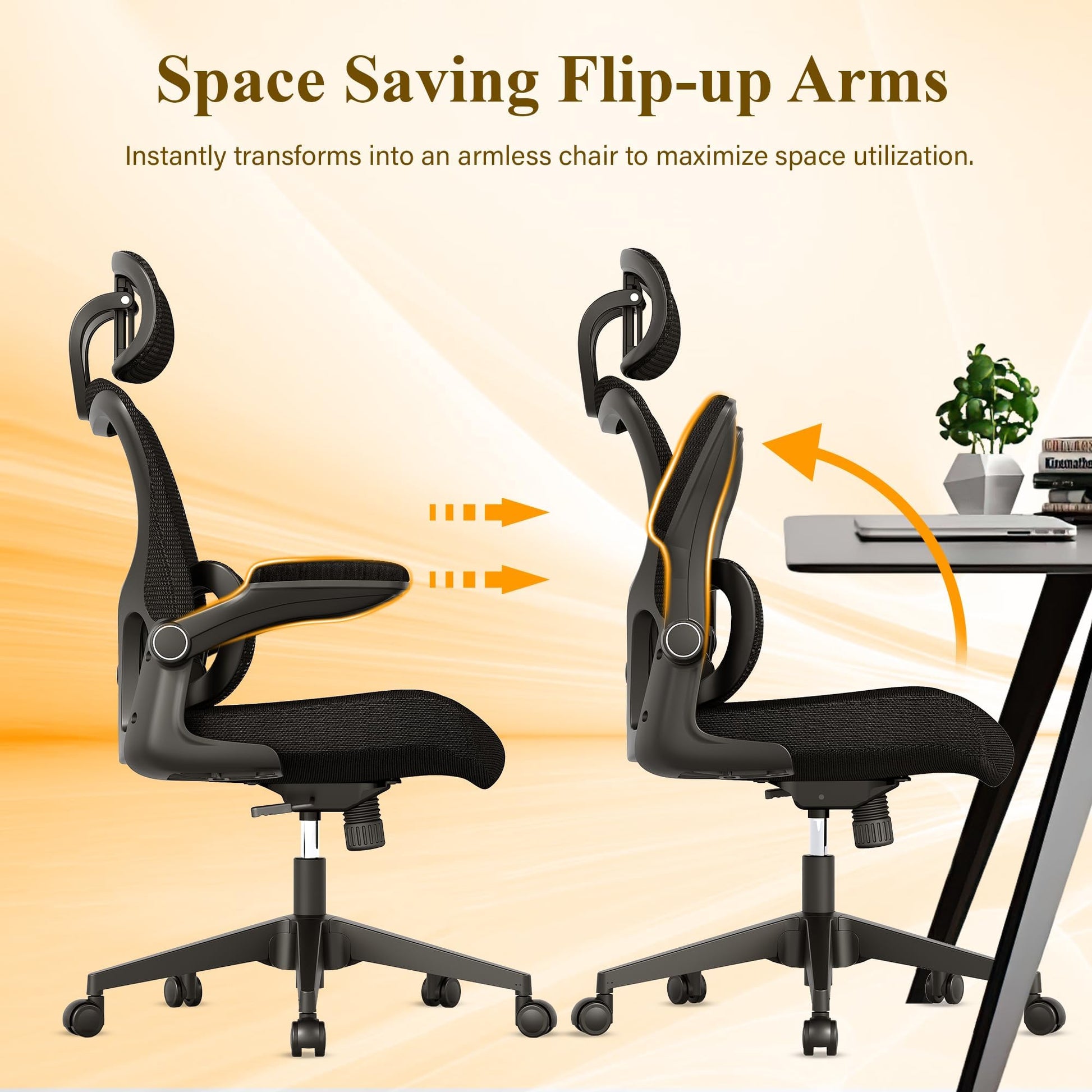 SUNNOW Ergonomic Office Chair, Comfy Mesh Desk Chair, High Back Computer Gaming Chairs with Adjustable Lumbar Support, Flip - Up Arms, Headrest, Tilt Function, Wide Cushion, Swivel Wheel, BIFMA Quality - FocusAid Essentials: Empowering ADHD Living