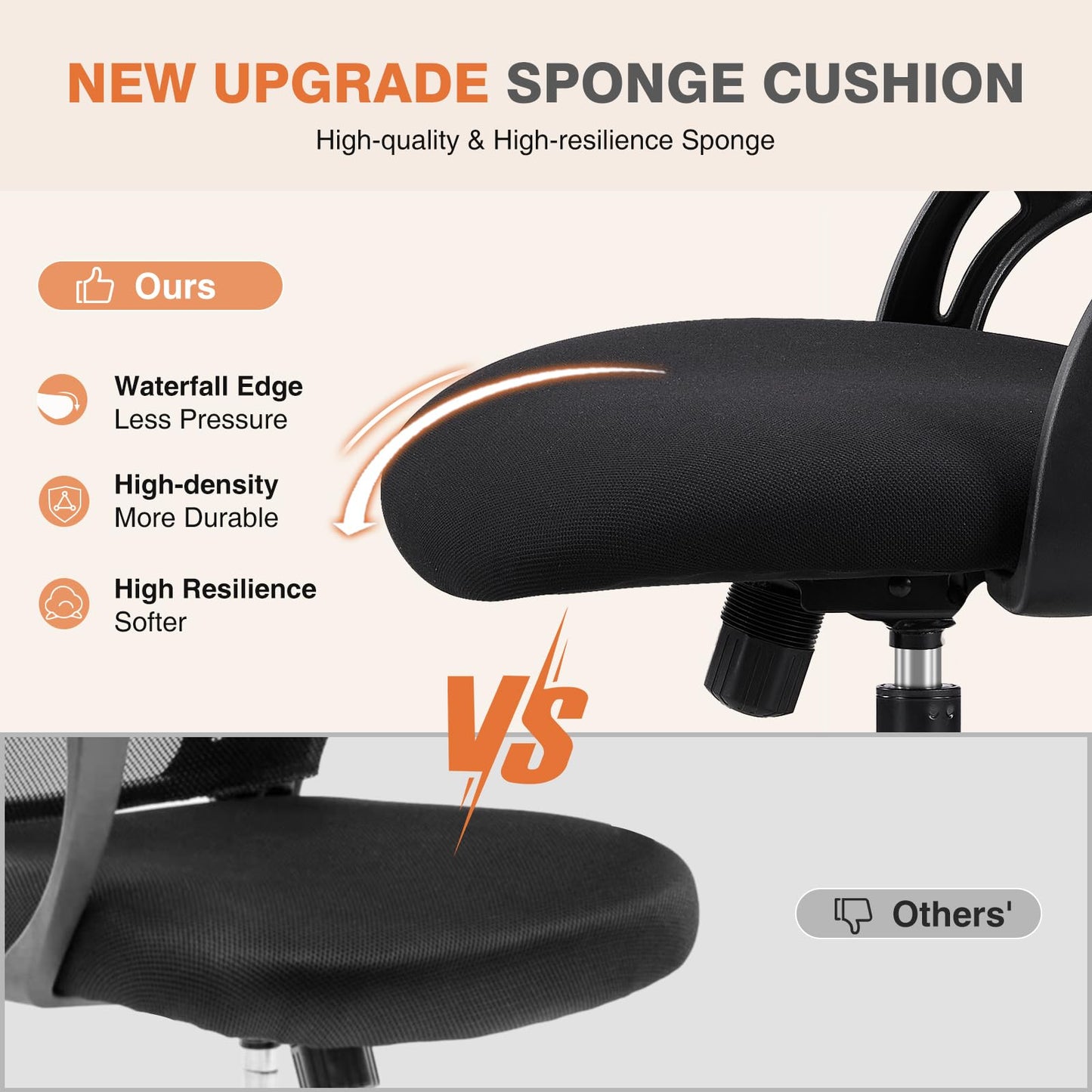 Sweetcrispy Office Computer Desk Chair, Ergonomic High - Back Mesh Rolling Work Chairs with Wheels and Adjustable Headrests, Comfortable Lumbar Support, Comfy Flip - up Arms for Home,Bedroom,Study, Black - FocusAid Essentials: Empowering ADHD Living