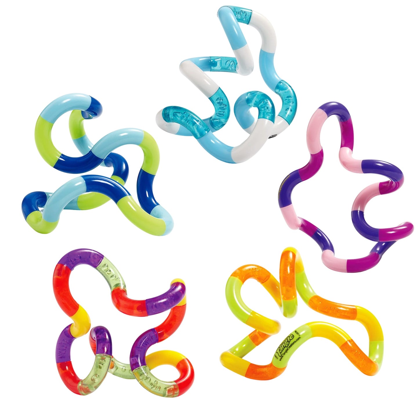 Tangle Jr Classic (5 - Pack) - Genuine Tangle Fidget Toys - Tangle Fidget Pack - Twisty Fidget Toy Fidgets Pack for Kids and Adults - Fidget Toy for School - Gift for Teens and Adults - FocusAid Essentials: Empowering ADHD Living