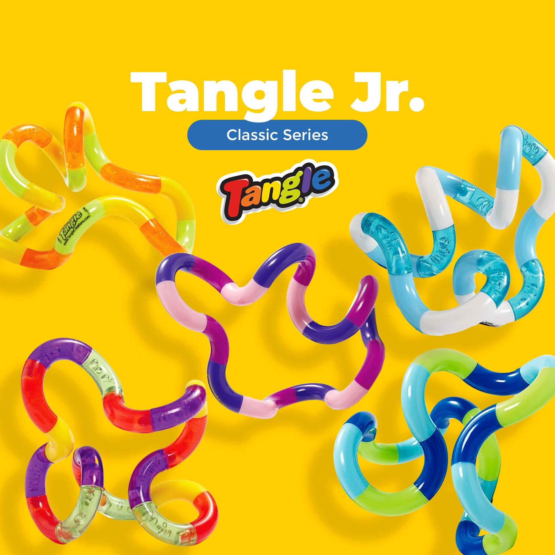 Tangle Jr Classic (5 - Pack) - Genuine Tangle Fidget Toys - Tangle Fidget Pack - Twisty Fidget Toy Fidgets Pack for Kids and Adults - Fidget Toy for School - Gift for Teens and Adults - FocusAid Essentials: Empowering ADHD Living