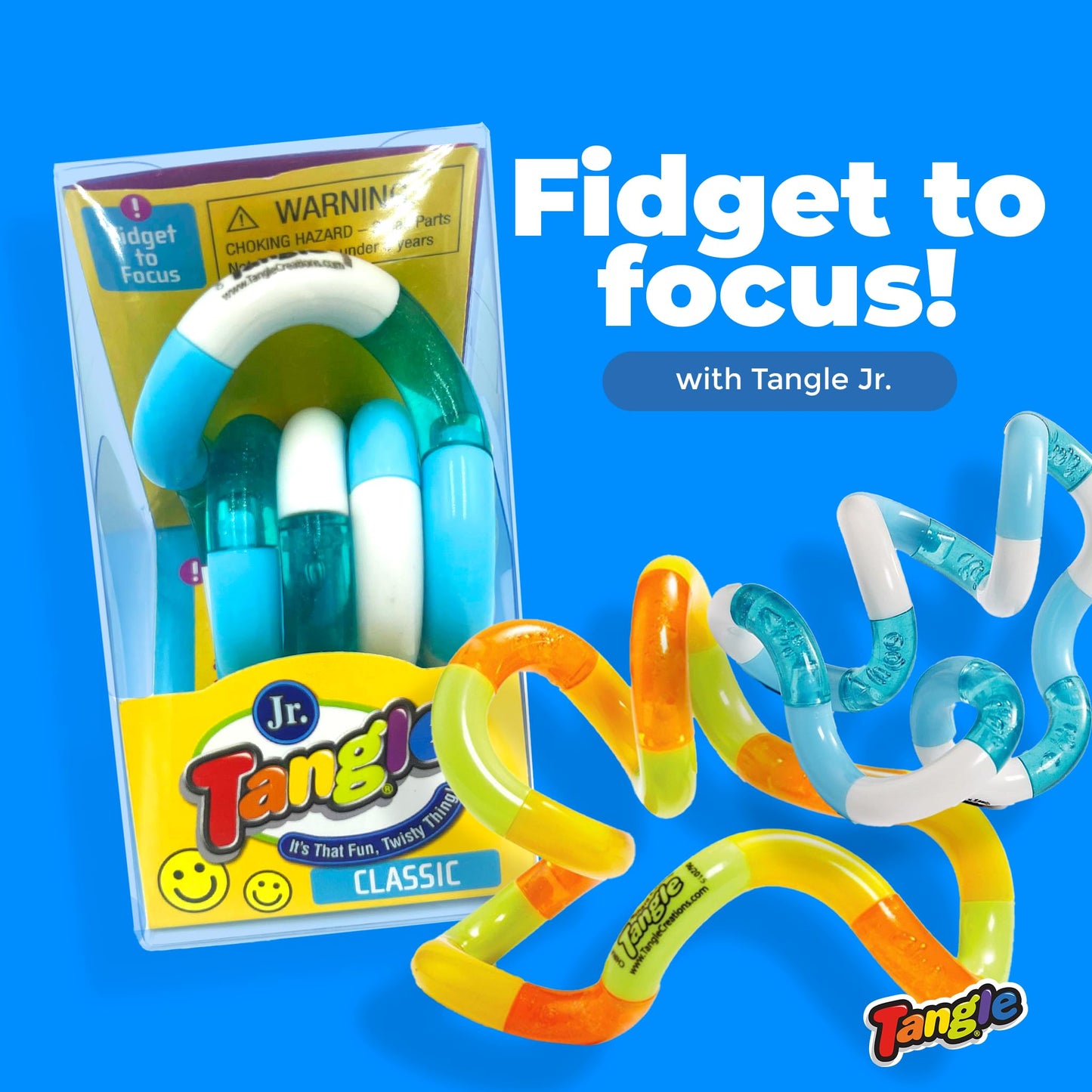 Tangle Jr Classic (5 - Pack) - Genuine Tangle Fidget Toys - Tangle Fidget Pack - Twisty Fidget Toy Fidgets Pack for Kids and Adults - Fidget Toy for School - Gift for Teens and Adults - FocusAid Essentials: Empowering ADHD Living