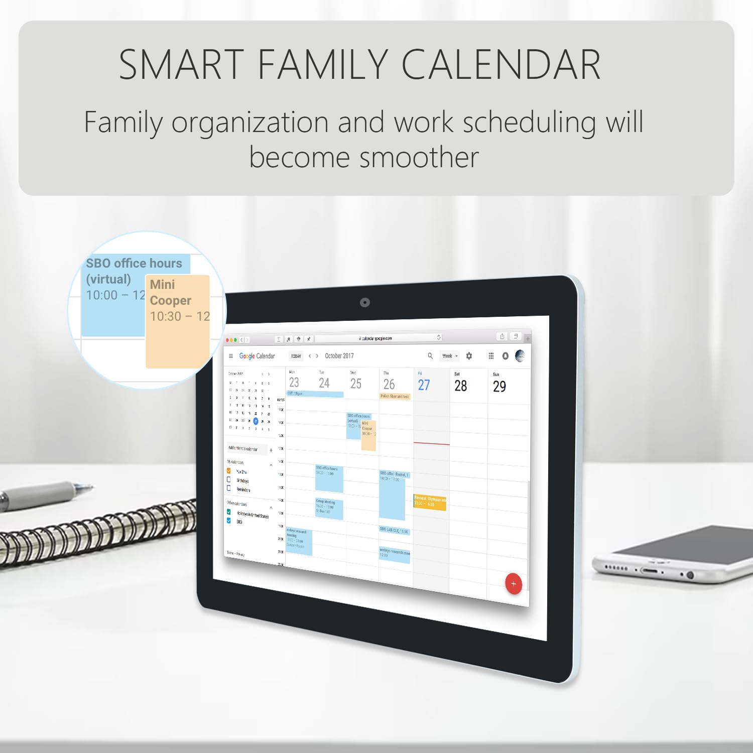 TouchWo 17.3 inches Touchscreen Digital Calendar & Wall Planners, Smart Whiteboard Calendar for Chore Chart & Work Schedule, Built in Speakers and Camera, Include Wall Mount & Desk Stand - FocusAid Essentials: Empowering ADHD Living