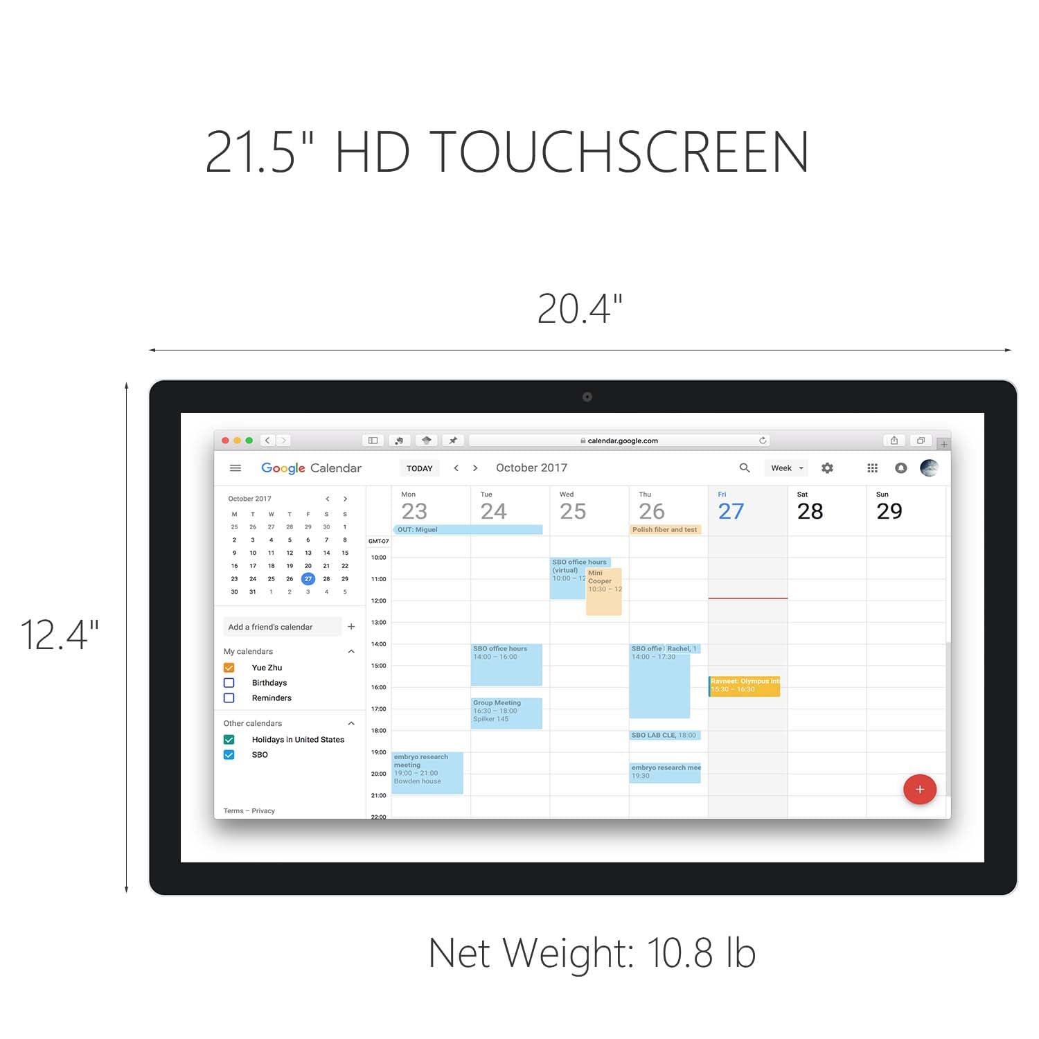 TouchWo 21.5 inches Touchscreen Digital Calendar & Wall Planners, Smart Whiteboard Calendar for Chore Chart & Work Schedule, Built in Speakers and Camera, Include Wall Mount & Desk Stand - FocusAid Essentials: Empowering ADHD Living