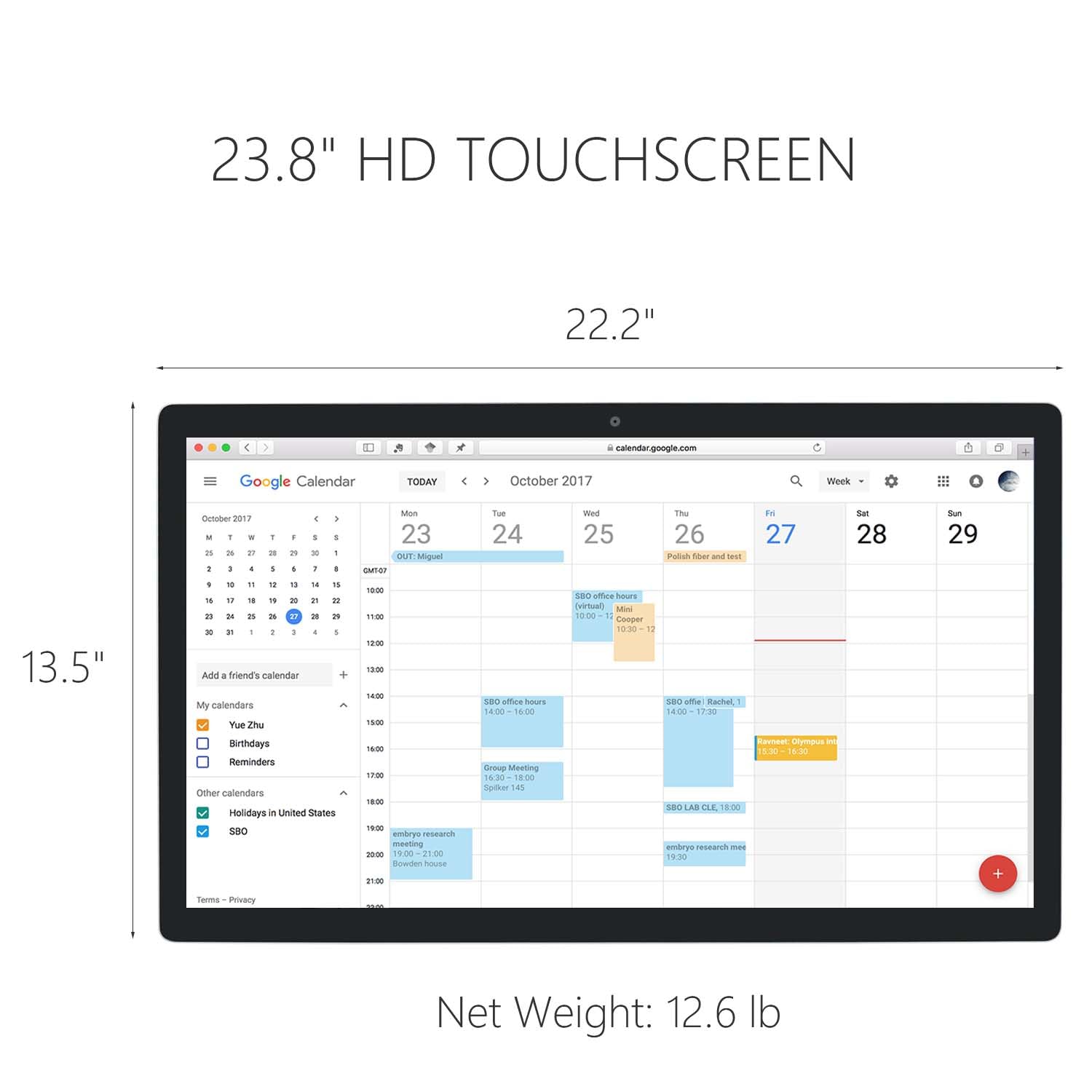 TouchWo 23.8 inches Touchscreen Digital Calendar & Wall Planners, Smart Whiteboard Calendar for Chore Chart & Work Schedule, Built in Speakers and Camera, Include Wall Mount & Desk Stand - FocusAid Essentials: Empowering ADHD Living