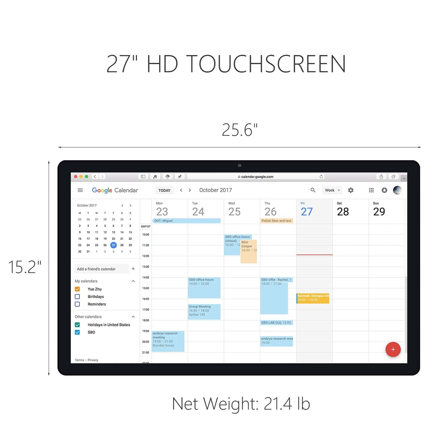 TouchWo 27 inches Touchscreen Digital Calendar & Wall Planners, Smart Whiteboard Calendar for Chore Chart & Work Schedule, Built in Speakers and Camera, Include Wall Mount & Desk Stand - FocusAid Essentials: Empowering ADHD Living