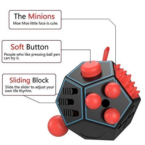 WCZCBOYA 12 Sided Cube Toys,Fidget Dodecagon Toys Relief Stress,Autism Anxiety Depression for Kids and Adults (Red, Normal A4) - FocusAid Essentials: Empowering ADHD Living