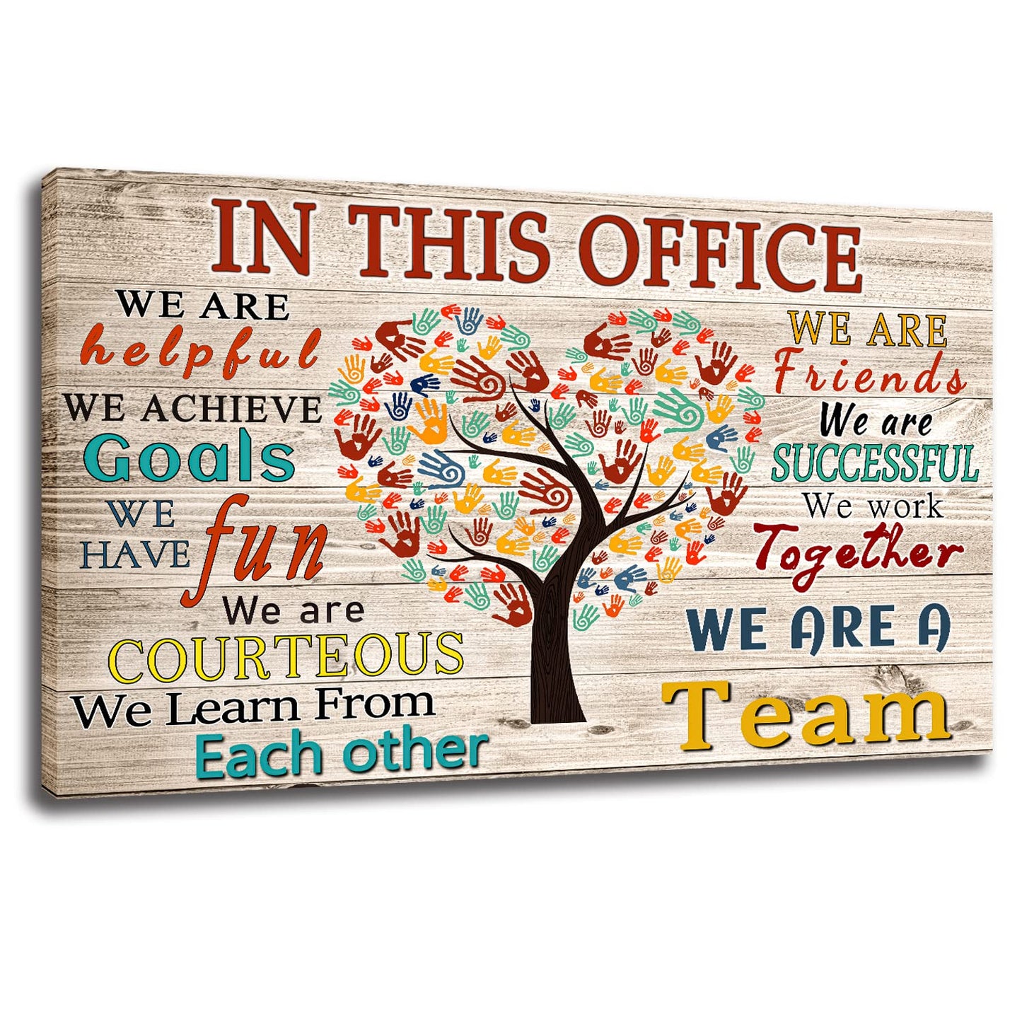 WHAOMIOT In This Office We Are A Team Inspirational Wall Art Positive Modern Decor Poster Canvas Print 24x16 Inch Frame Ready To Hang, Framed 24×16 Inch - FocusAid Essentials: Empowering ADHD Living