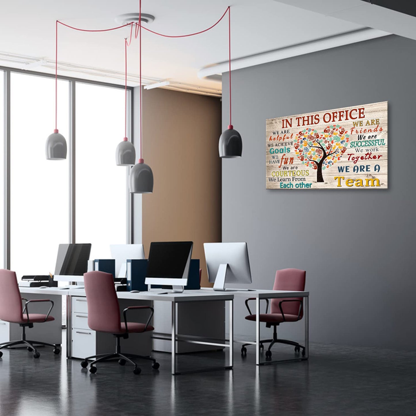 WHAOMIOT In This Office We Are A Team Inspirational Wall Art Positive Modern Decor Poster Canvas Print 24x16 Inch Frame Ready To Hang, Framed 24×16 Inch - FocusAid Essentials: Empowering ADHD Living