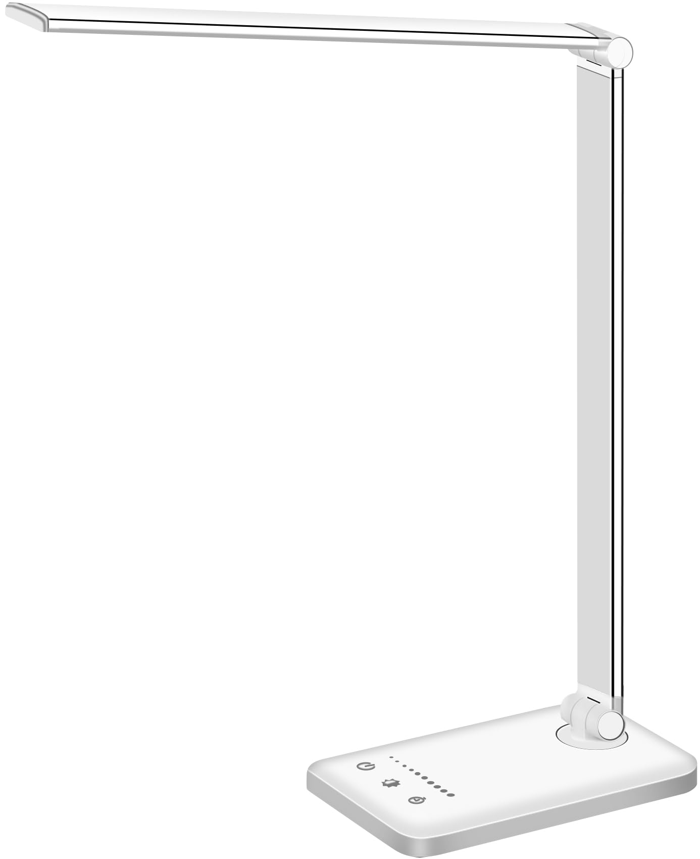 white crown LED Desk Lamp Dimmable Table Lamp Reading Lamp with USB Charging Port, 5 Lighting Modes, Sensitive Control, 30/60 Minutes Timer (White) - FocusAid Essentials: Empowering ADHD Living