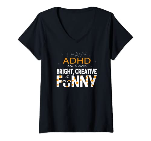 Womens ADHD Awareness V - Neck T-Shirt - FocusAid Essentials: Empowering ADHD Living