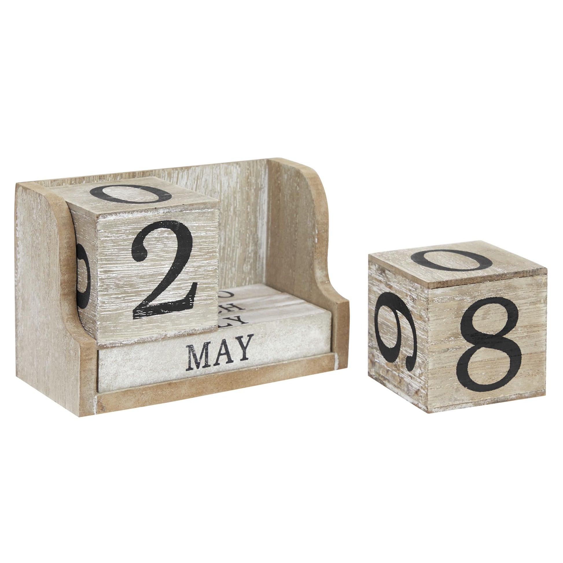 Wooden Perpetual Block Calendar for Desk, Wood Month Date Display Blocks for Teachers, Students, Classroom, Rustic Farmhouse Office Decor, Desk Accessories (5 x 4 In) - FocusAid Essentials: Empowering ADHD Living