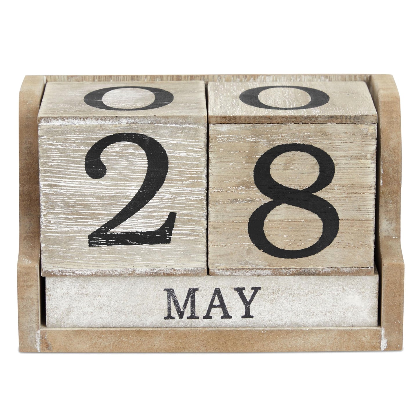 Wooden Perpetual Block Calendar for Desk, Wood Month Date Display Blocks for Teachers, Students, Classroom, Rustic Farmhouse Office Decor, Desk Accessories (5 x 4 In) - FocusAid Essentials: Empowering ADHD Living