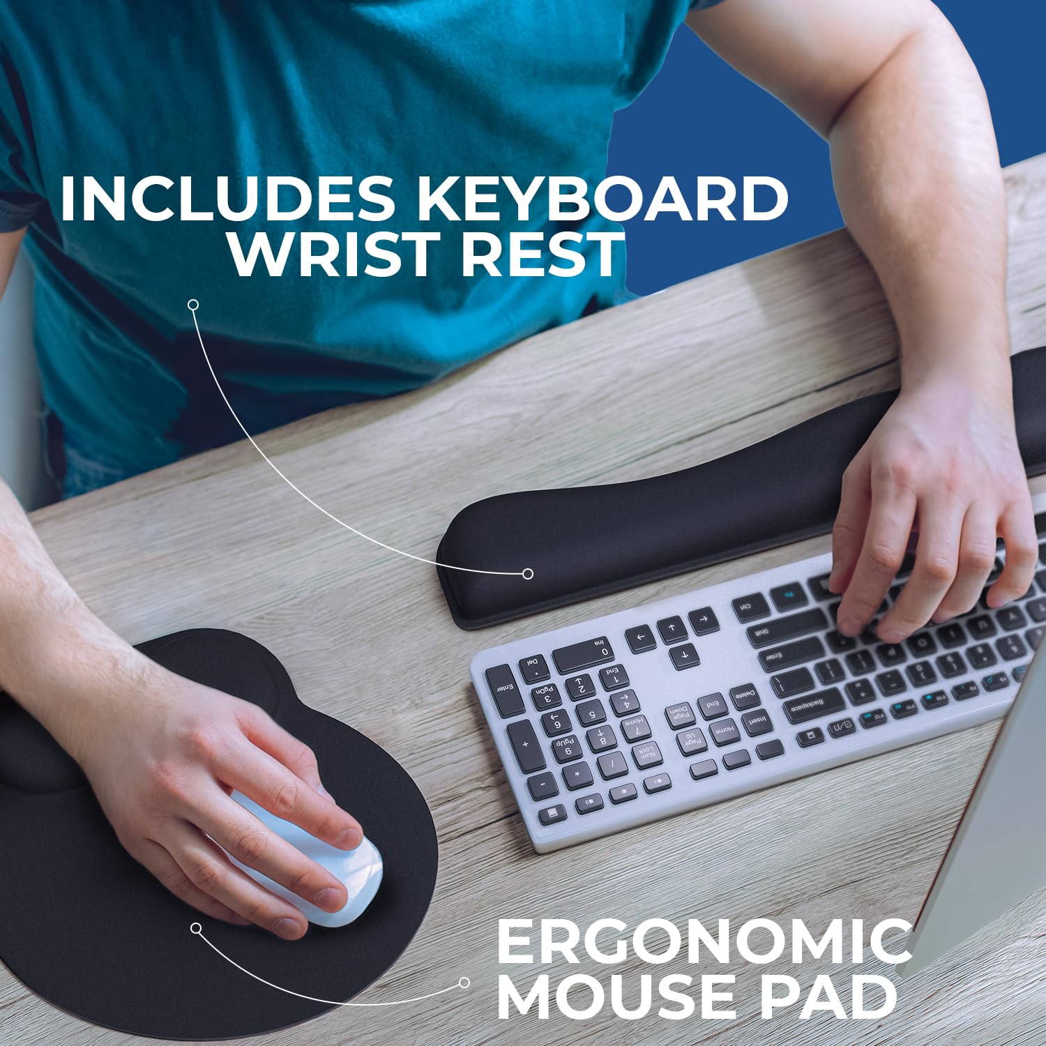 Wrist Rest with Ergonomic Mouse Pad - Memory Foam Desk Cushion for Carpal Tunnel by Everlasting Comfort - FocusAid Essentials: Empowering ADHD Living