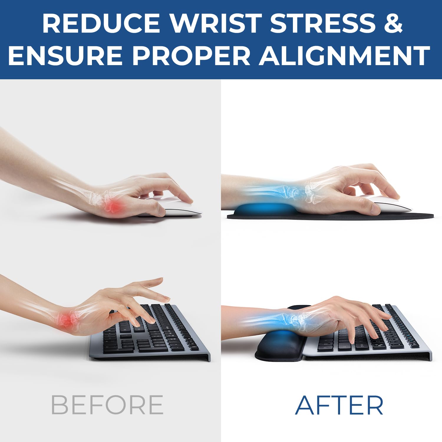 Wrist Rest with Ergonomic Mouse Pad - Memory Foam Desk Cushion for Carpal Tunnel by Everlasting Comfort - FocusAid Essentials: Empowering ADHD Living