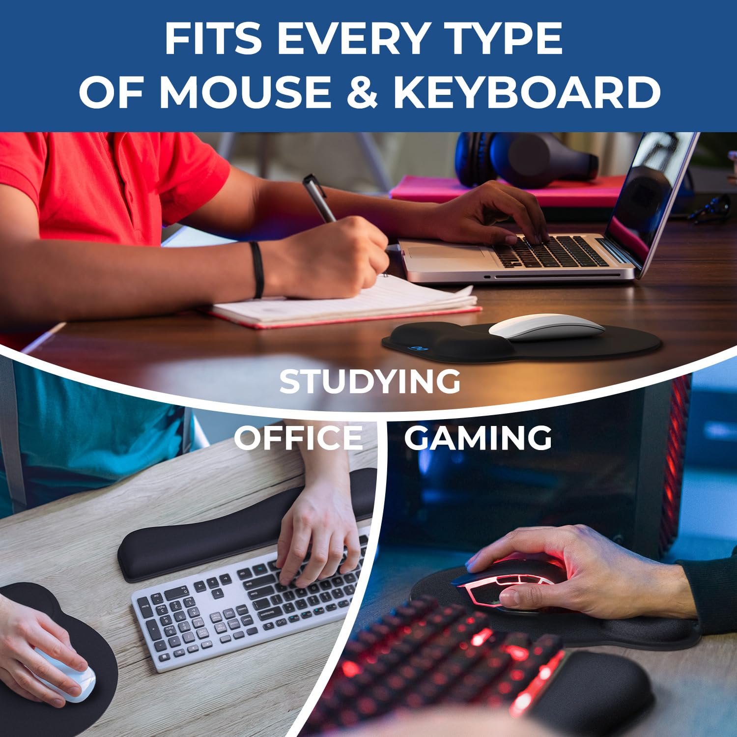 Wrist Rest with Ergonomic Mouse Pad - Memory Foam Desk Cushion for Carpal Tunnel by Everlasting Comfort - FocusAid Essentials: Empowering ADHD Living