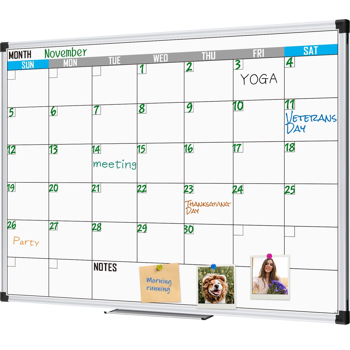 XBoard Magnetic Calendar Whiteboard 48" x 36" - Monthly Calendar Dry Erase Board, White Board + Colorful Calendar Board, Silver Aluminium Framed Monthly Planning Board - FocusAid Essentials: Empowering ADHD Living