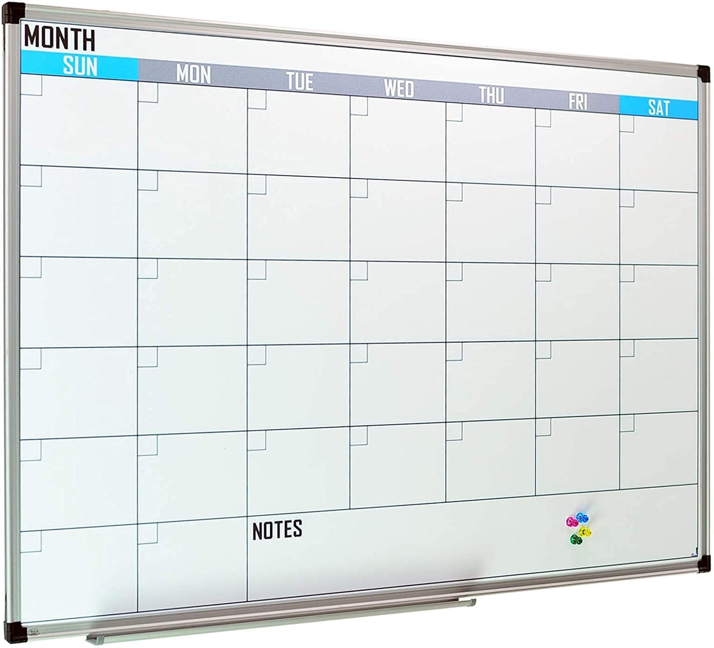 XBoard Magnetic Calendar Whiteboard 48" x 36" - Monthly Calendar Dry Erase Board, White Board + Colorful Calendar Board, Silver Aluminium Framed Monthly Planning Board - FocusAid Essentials: Empowering ADHD Living