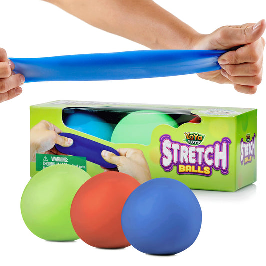 YoYa Toys Pull, Stretch and Squeeze Stress Balls - 3 Balls, Elastic Sensory Balls for Stress and Anxiety Relief, Autism and Special Needs Toys, Calming Fidgets for Kids and Adults, Ideal for Classroom - FocusAid Essentials: Empowering ADHD Living