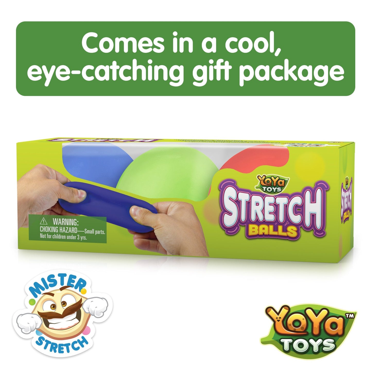 YoYa Toys Pull, Stretch and Squeeze Stress Balls - 3 Balls, Elastic Sensory Balls for Stress and Anxiety Relief, Autism and Special Needs Toys, Calming Fidgets for Kids and Adults, Ideal for Classroom - FocusAid Essentials: Empowering ADHD Living