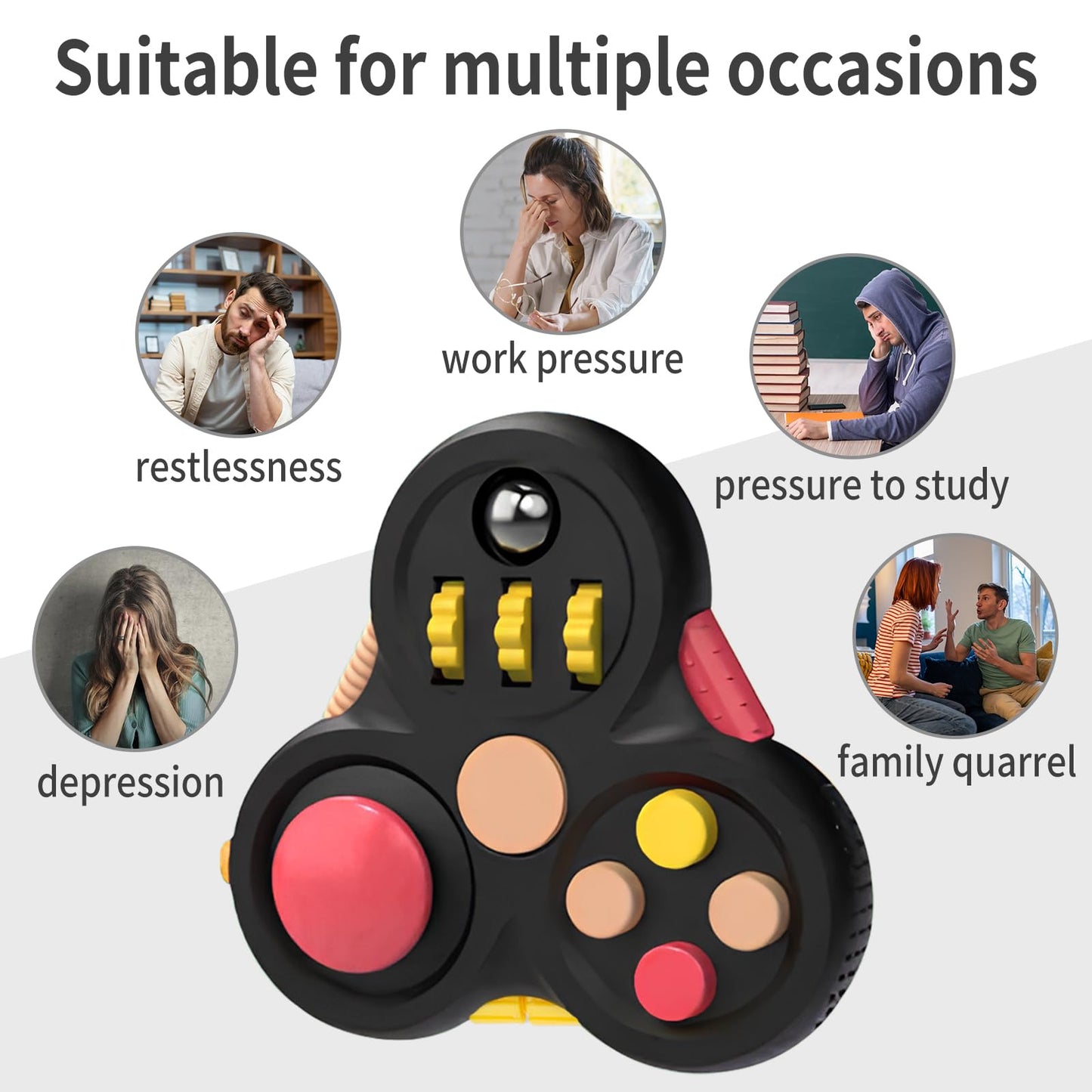 Yrissmiss Fidget Toys Adults,Fidget Pad Fidgets,Autism Figette Cubes,Cool Fidget Clicker Controller Desk Toys,Anxiety Relief Stress ADHD Toys,Sensory Fidget Cubes Gifts for Kids Teens Boys(Black) - FocusAid Essentials: Empowering ADHD Living