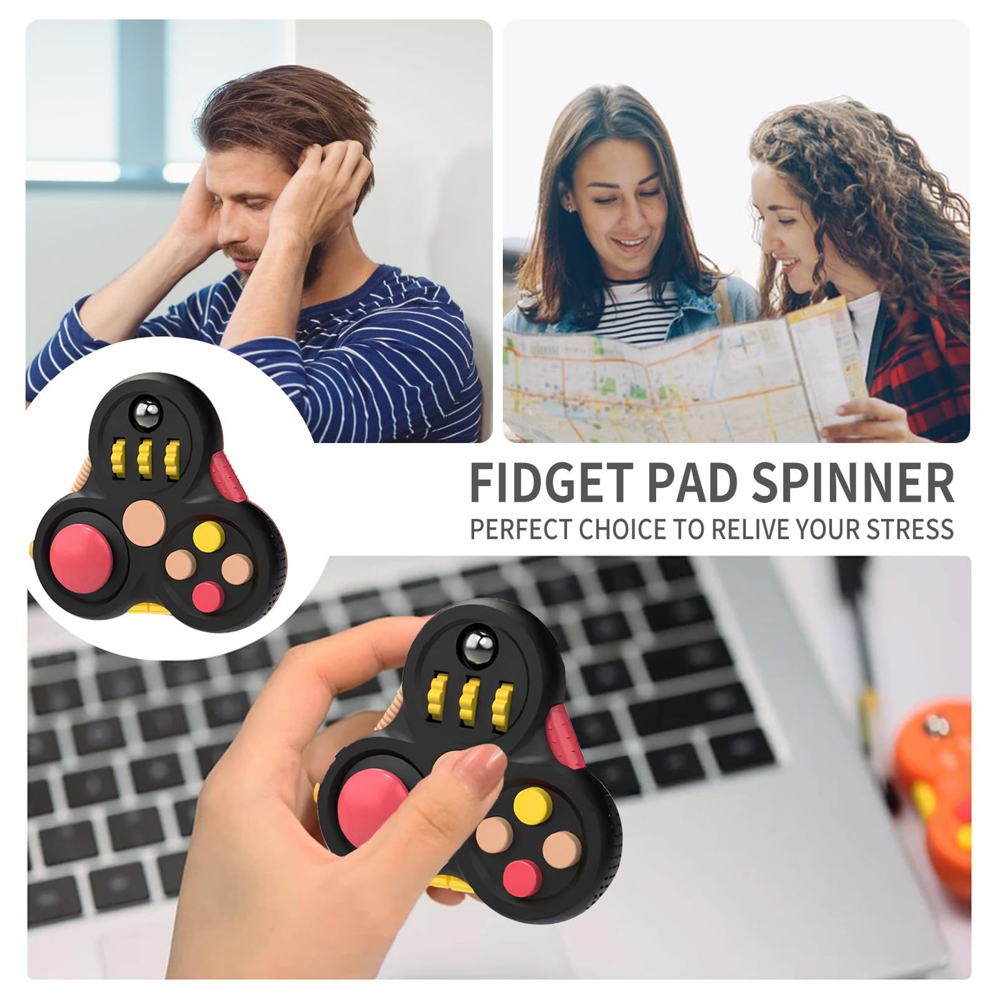 Yrissmiss Fidget Toys Adults,Fidget Pad Fidgets,Autism Figette Cubes,Cool Fidget Clicker Controller Desk Toys,Anxiety Relief Stress ADHD Toys,Sensory Fidget Cubes Gifts for Kids Teens Boys(Black) - FocusAid Essentials: Empowering ADHD Living